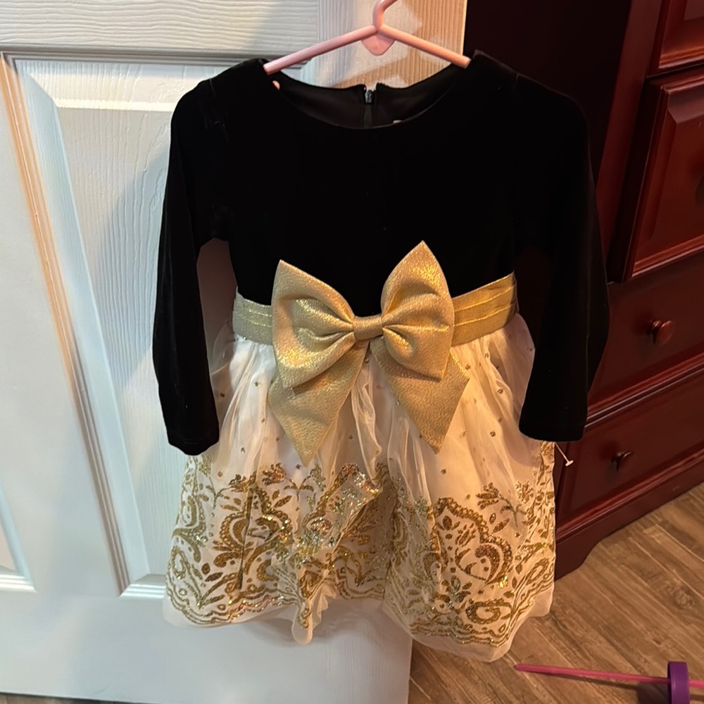 Black and Gold Dress with Bow